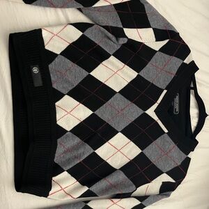 Argyle Pattern Black and Gray Men's Sweater